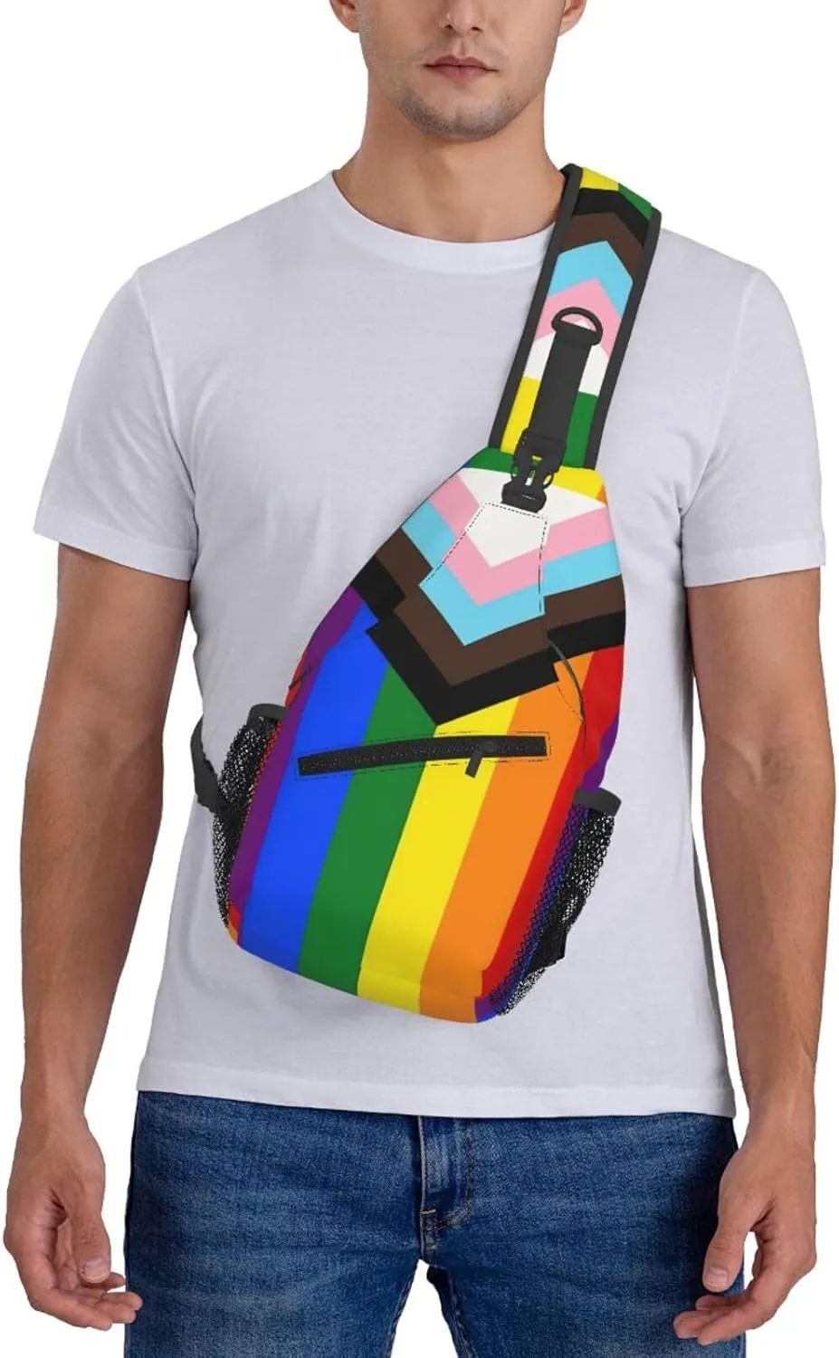 LGBT Gay Pride Sling Backpack,Fashion Shoulder Bags Adjustable Crossbody Chest Bag Travel Hiking Daypack