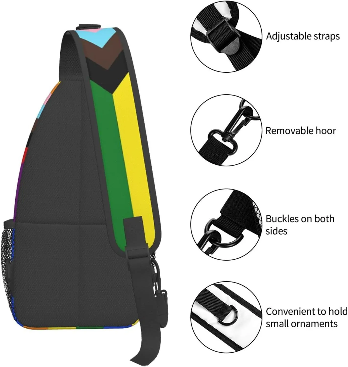 LGBT Gay Pride Sling Backpack,Fashion Shoulder Bags Adjustable Crossbody Chest Bag Travel Hiking Daypack