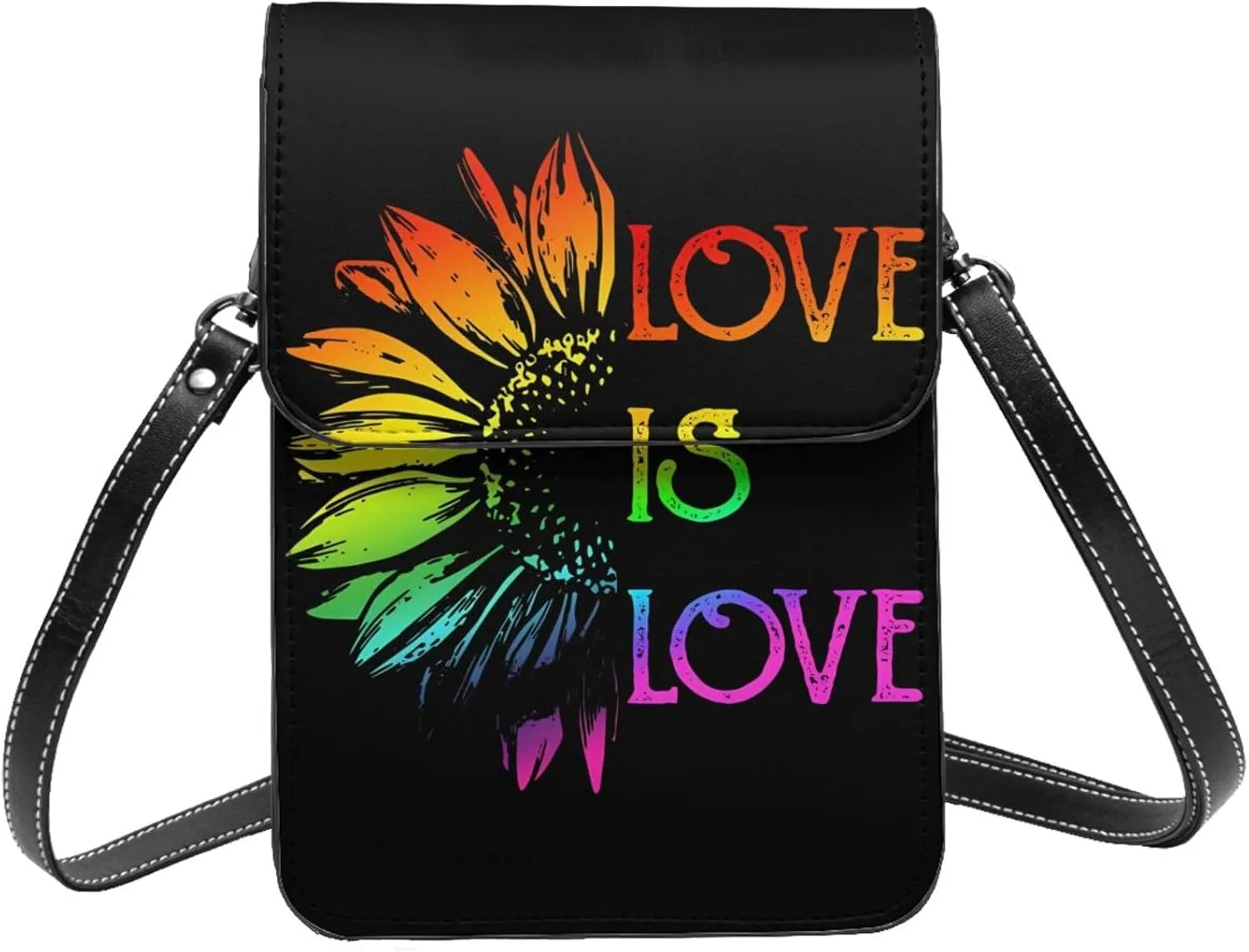 LGBT Pride Rainbow Gay Leather Crossbody Phone Purse for Women Cute Wallet Bags Lightweight Mini Sling Bag