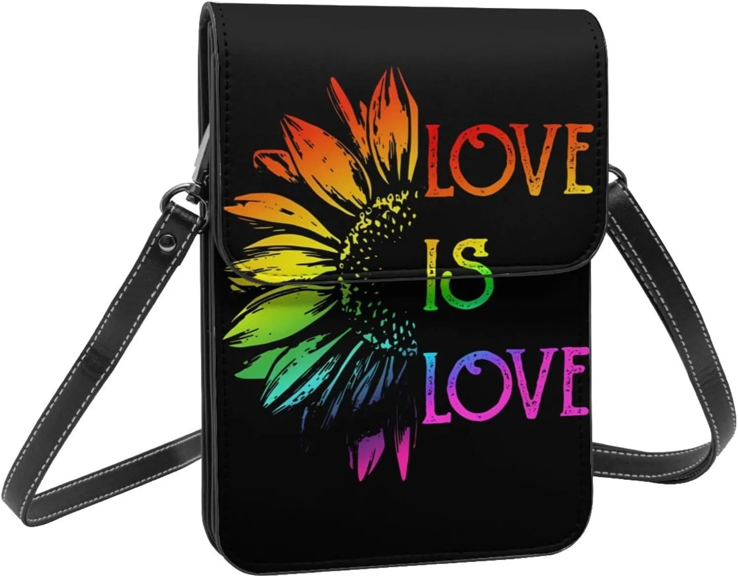 LGBT Pride Rainbow Gay Leather Crossbody Phone Purse for Women Cute Wallet Bags Lightweight Mini Sling Bag