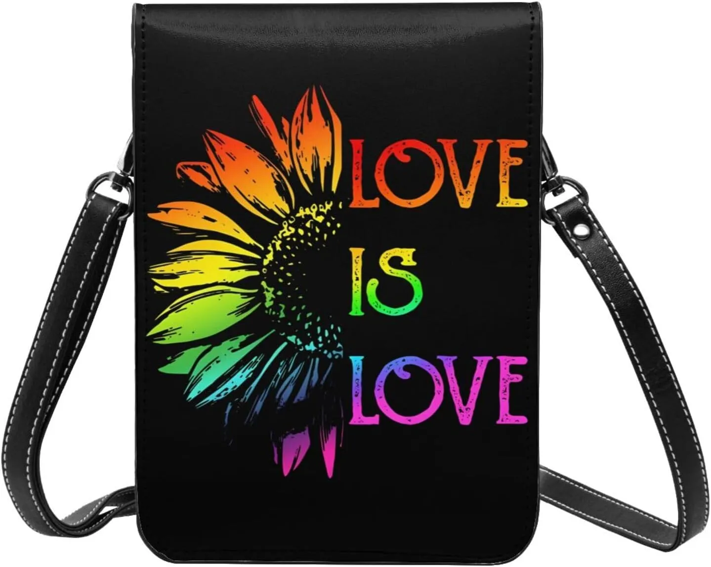 LGBT Pride Rainbow Gay Leather Crossbody Phone Purse for Women Cute Wallet Bags Lightweight Mini Sling Bag