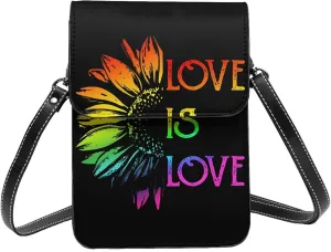 LGBT Pride Rainbow Gay Leather Crossbody Phone Purse for Women Cute Wallet Bags Lightweight Mini Sling Bag