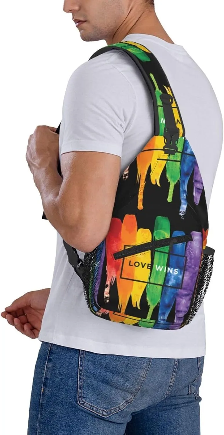 Lgbt Pride Rainbow Gay Love Wins Rainbow Chest Sling Bag Crossbody Shoulder Backpack Bag Gym Cycling Daypack Travel Hiking Cross Bag