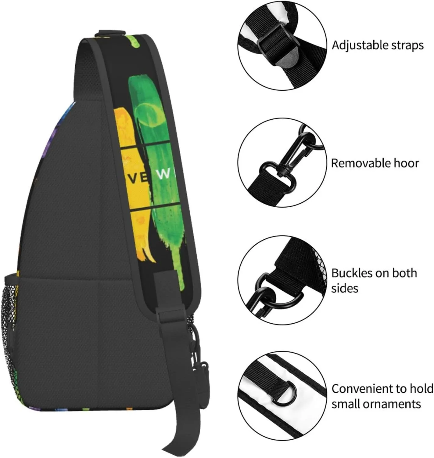 Lgbt Pride Rainbow Gay Love Wins Rainbow Chest Sling Bag Crossbody Shoulder Backpack Bag Gym Cycling Daypack Travel Hiking Cross Bag