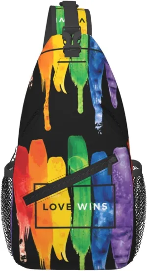 Lgbt Pride Rainbow Gay Love Wins Rainbow Chest Sling Bag Crossbody Shoulder Backpack Bag Gym Cycling Daypack Travel Hiking Cross Bag