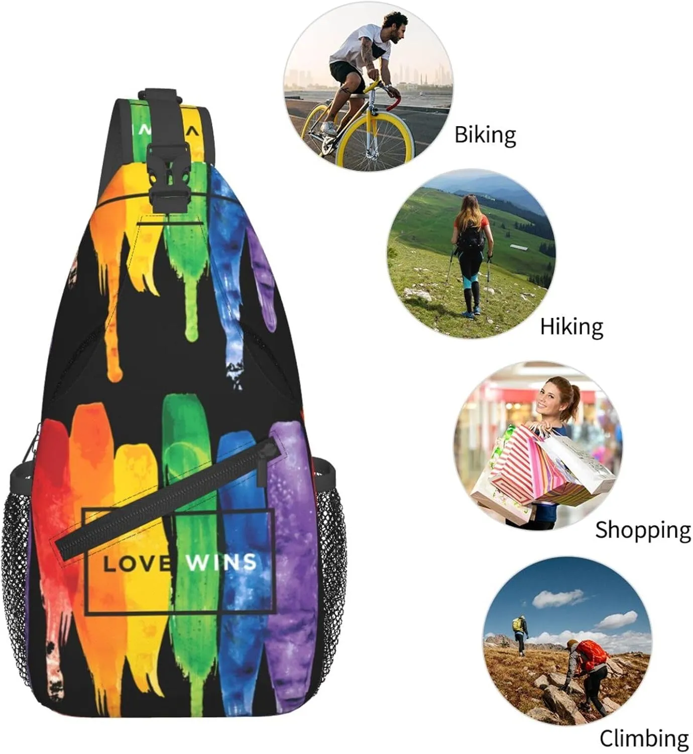 Lgbt Pride Rainbow Gay Love Wins Rainbow Chest Sling Bag Crossbody Shoulder Backpack Bag Gym Cycling Daypack Travel Hiking Cross Bag