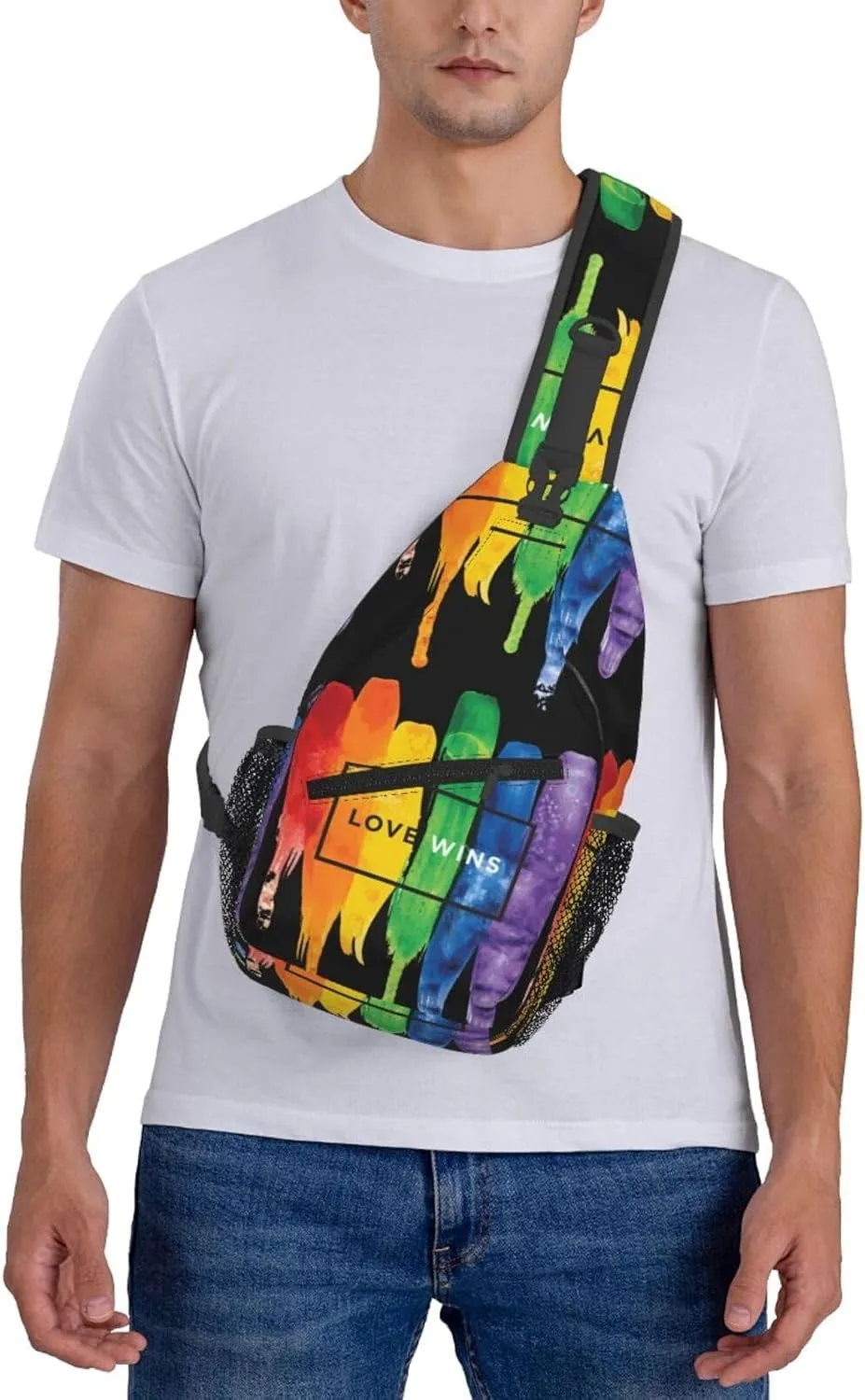 Lgbt Pride Rainbow Gay Love Wins Rainbow Chest Sling Bag Crossbody Shoulder Backpack Bag Gym Cycling Daypack Travel Hiking Cross Bag