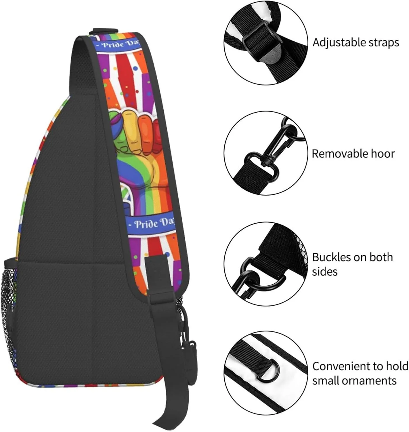 Lgbt Pride Rainbow Gay Pride Day Chest Sling Bag Crossbody Shoulder Backpack Bag Gym Cycling Daypack Travel Hiking Cross Bag