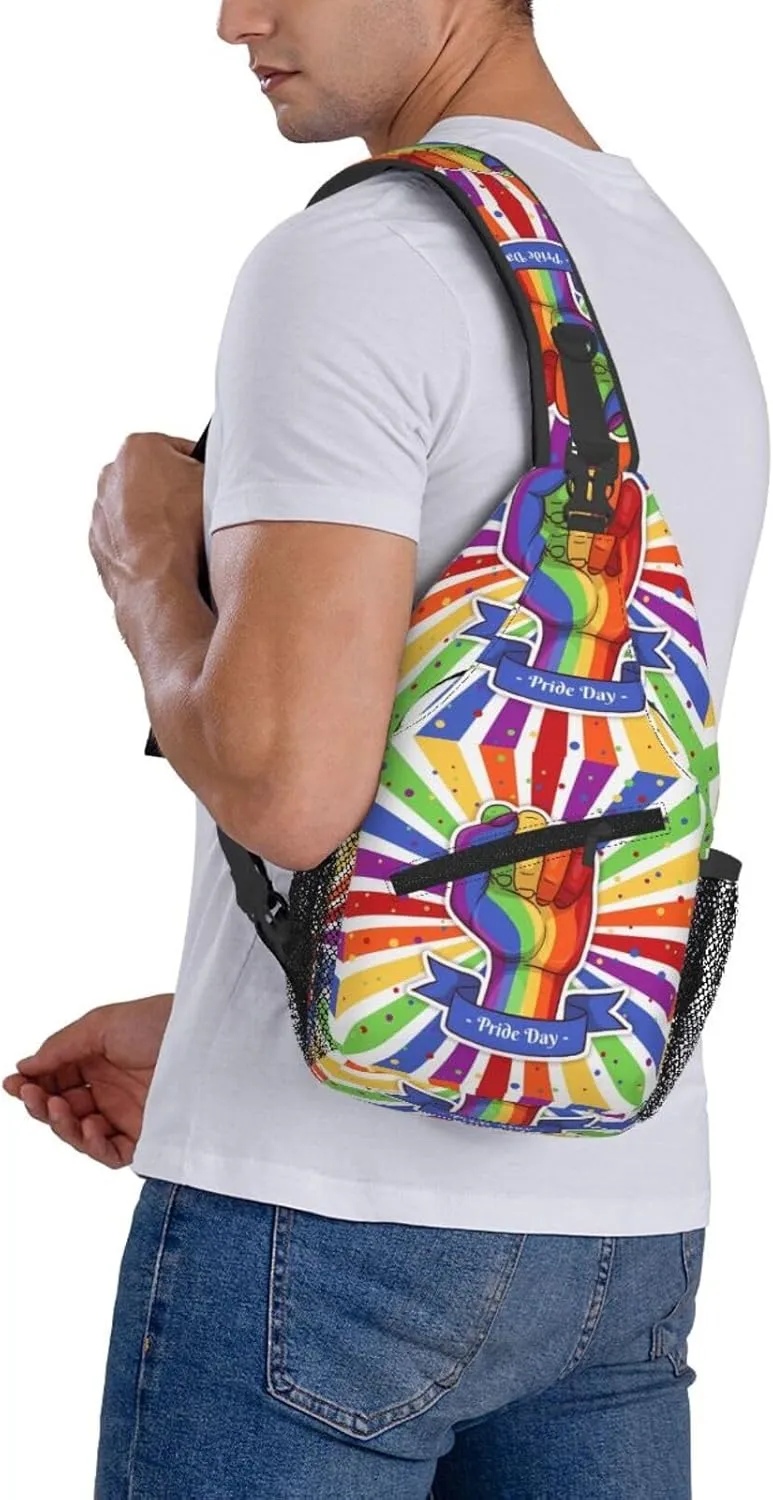 Lgbt Pride Rainbow Gay Pride Day Chest Sling Bag Crossbody Shoulder Backpack Bag Gym Cycling Daypack Travel Hiking Cross Bag