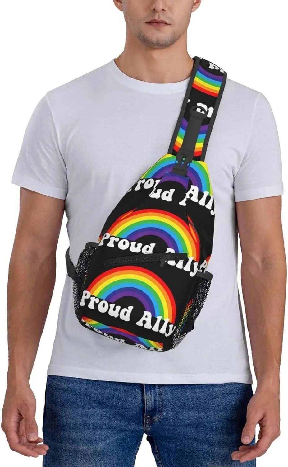 Lgbt Pride Rainbow Gay Proud Ally Chest Sling Bag Crossbody Shoulder Backpack Bag Gym Cycling Daypack Travel Hiking Cross Bag