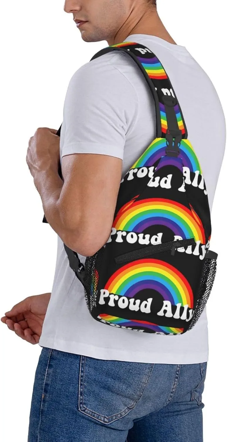 Lgbt Pride Rainbow Gay Proud Ally Chest Sling Bag Crossbody Shoulder Backpack Bag Gym Cycling Daypack Travel Hiking Cross Bag