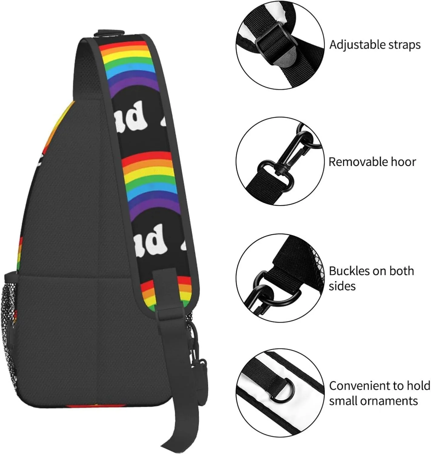 Lgbt Pride Rainbow Gay Proud Ally Chest Sling Bag Crossbody Shoulder Backpack Bag Gym Cycling Daypack Travel Hiking Cross Bag