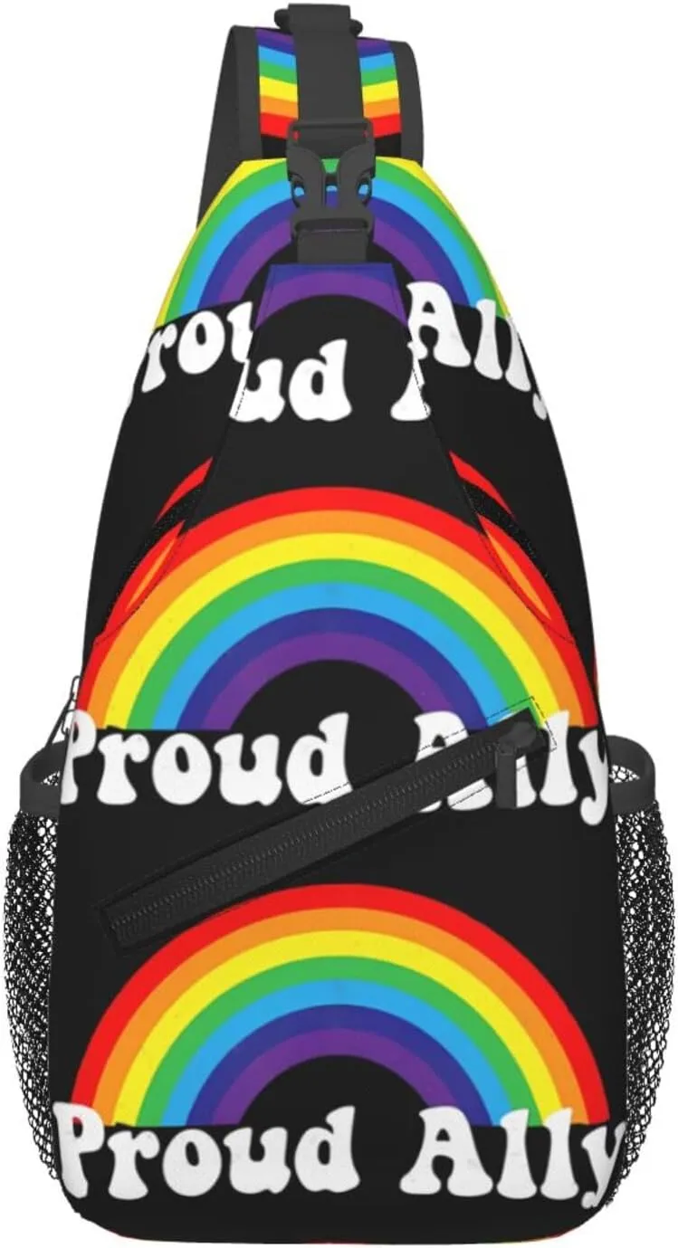 Lgbt Pride Rainbow Gay Proud Ally Chest Sling Bag Crossbody Shoulder Backpack Bag Gym Cycling Daypack Travel Hiking Cross Bag
