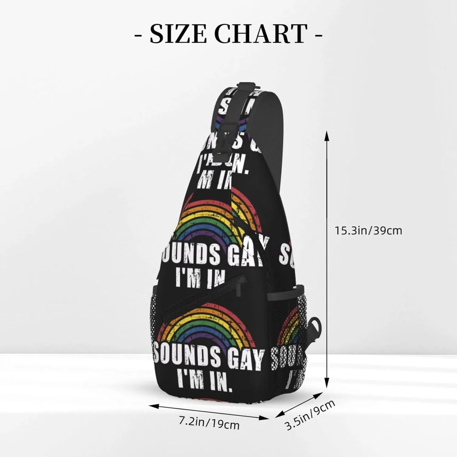 Lgbt Pride Rainbow Gay Sounds Gay I'M In Lgbt Chest Sling Bag Crossbody Shoulder Backpack Bag Gym Cycling Daypack Travel Hiking Cross Bag