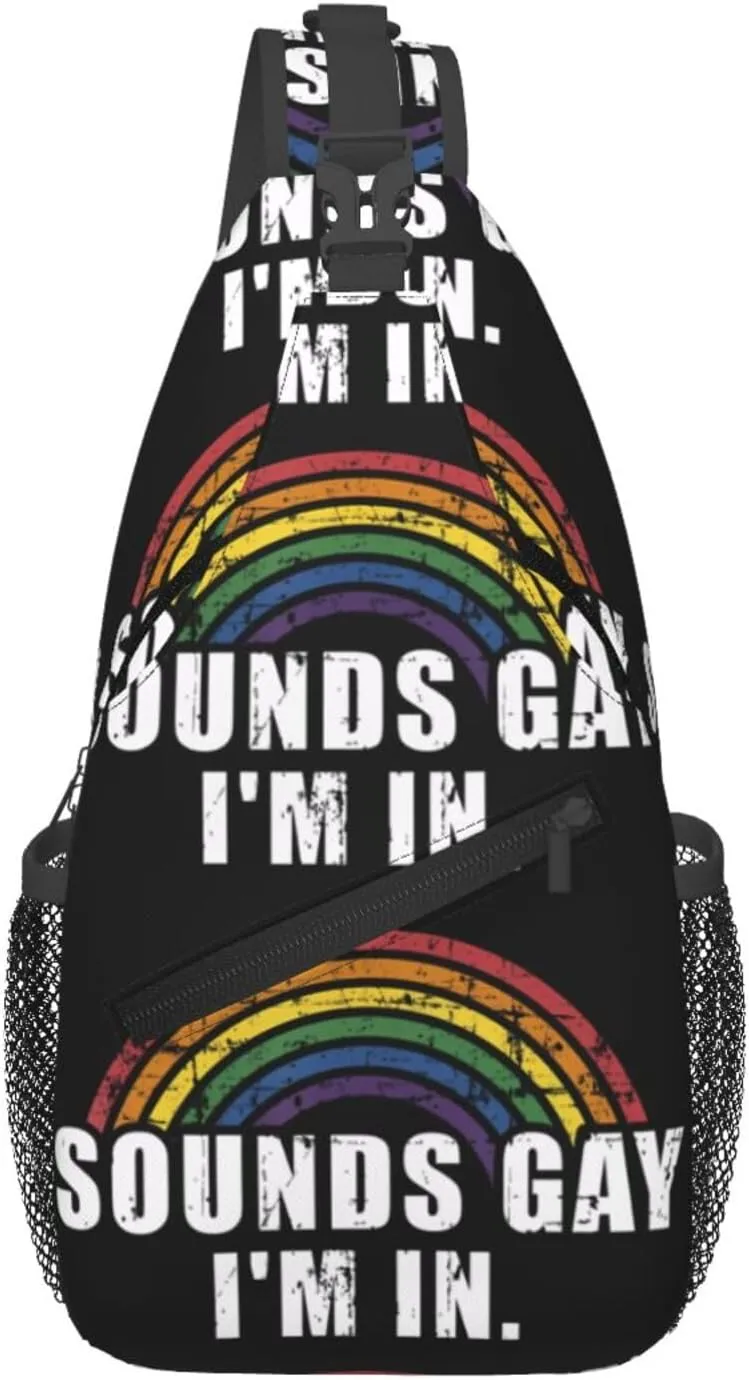 Lgbt Pride Rainbow Gay Sounds Gay I'M In Lgbt Chest Sling Bag Crossbody Shoulder Backpack Bag Gym Cycling Daypack Travel Hiking Cross Bag