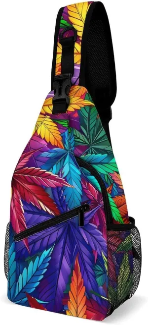 LGBT Weed Crossbody Sling Bags Shoulder Backpack Chest DayPack Handbag