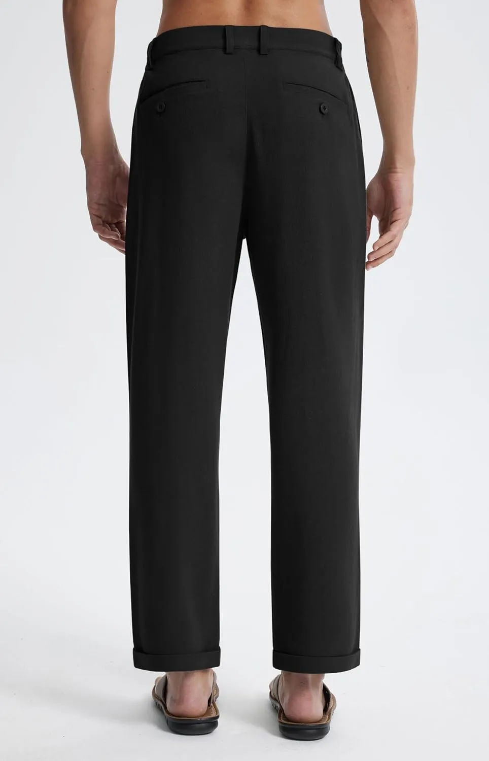 Libin Men's Linen Pants Elastic Waist Lightweight Casual Pants Comfy Summer Beach Travel Lounge Trousers with Pockets