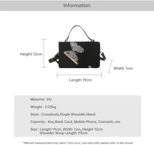 Light Luxury Chinese Embroidery Handbag Small Square Flap Shoulder Bag Floral Patterned Satchel Crossbody Bag