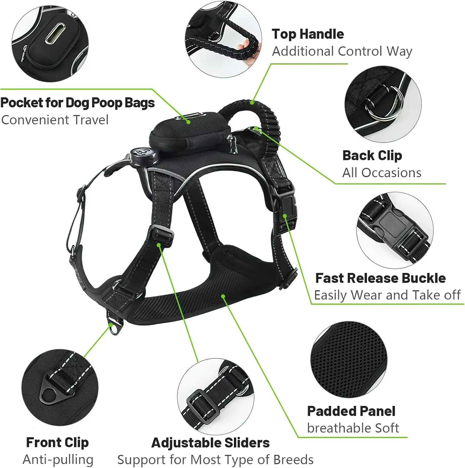 Light Up Dog Harness with Poop Bags, LED LightHound Adjustable Dog Vest Harness, Suitable for Medium Sized Dogs, Rechargeable Lighted Dog Walking Harness with 3 Flash Version,(Medium)