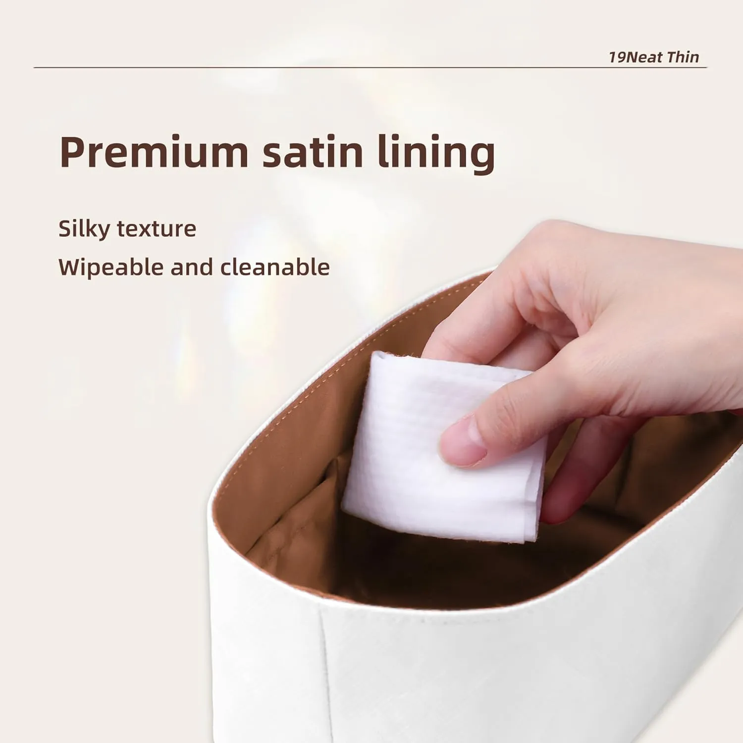 Lightweight Bag Insert Compatible with Bohème Hobo, Waterproof Dupontpaper Surface and Silky Satin Lining (Gold)