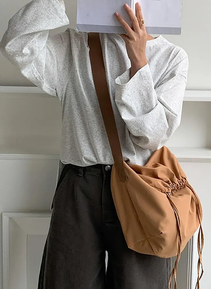 Lightweight Crossbody Bags for Women Nylon Drawstring Shoulder Purse Casual Large Tote Bag Sport Travel Handbag