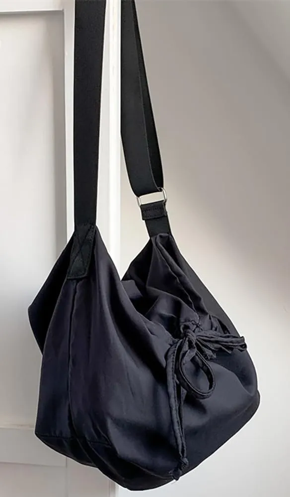 Lightweight Crossbody Bags for Women Nylon Drawstring Shoulder Purse Casual Large Tote Bag Sport Travel Handbag