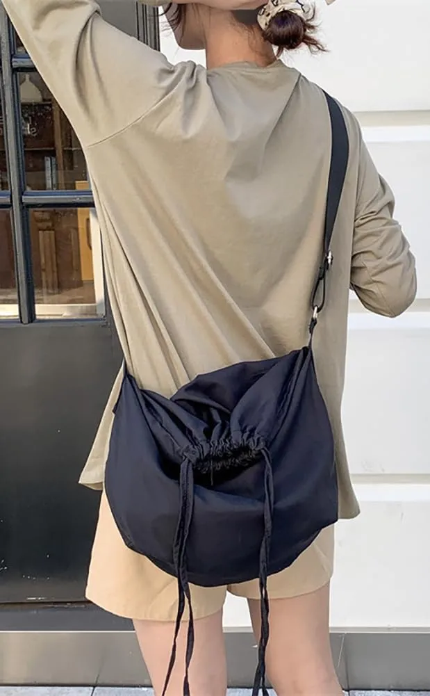 Lightweight Crossbody Bags for Women Nylon Drawstring Shoulder Purse Casual Large Tote Bag Sport Travel Handbag