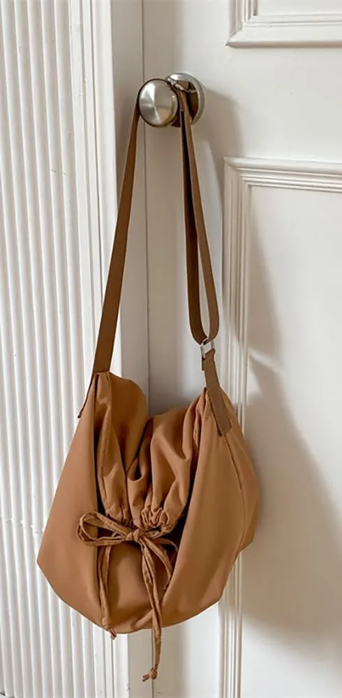 Lightweight Crossbody Bags for Women Nylon Drawstring Shoulder Purse Casual Large Tote Bag Sport Travel Handbag