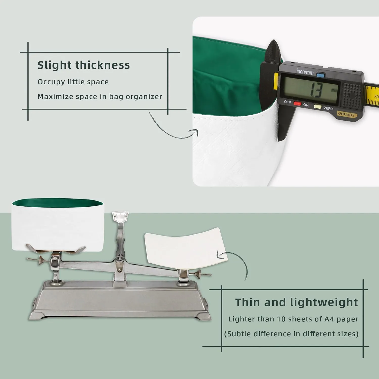 Lightweight Purse Insert Compatible with Bohème Hobo, Made of Waterproof Dupontpaper Surface and Silky Satin Lining (Vert Jade)