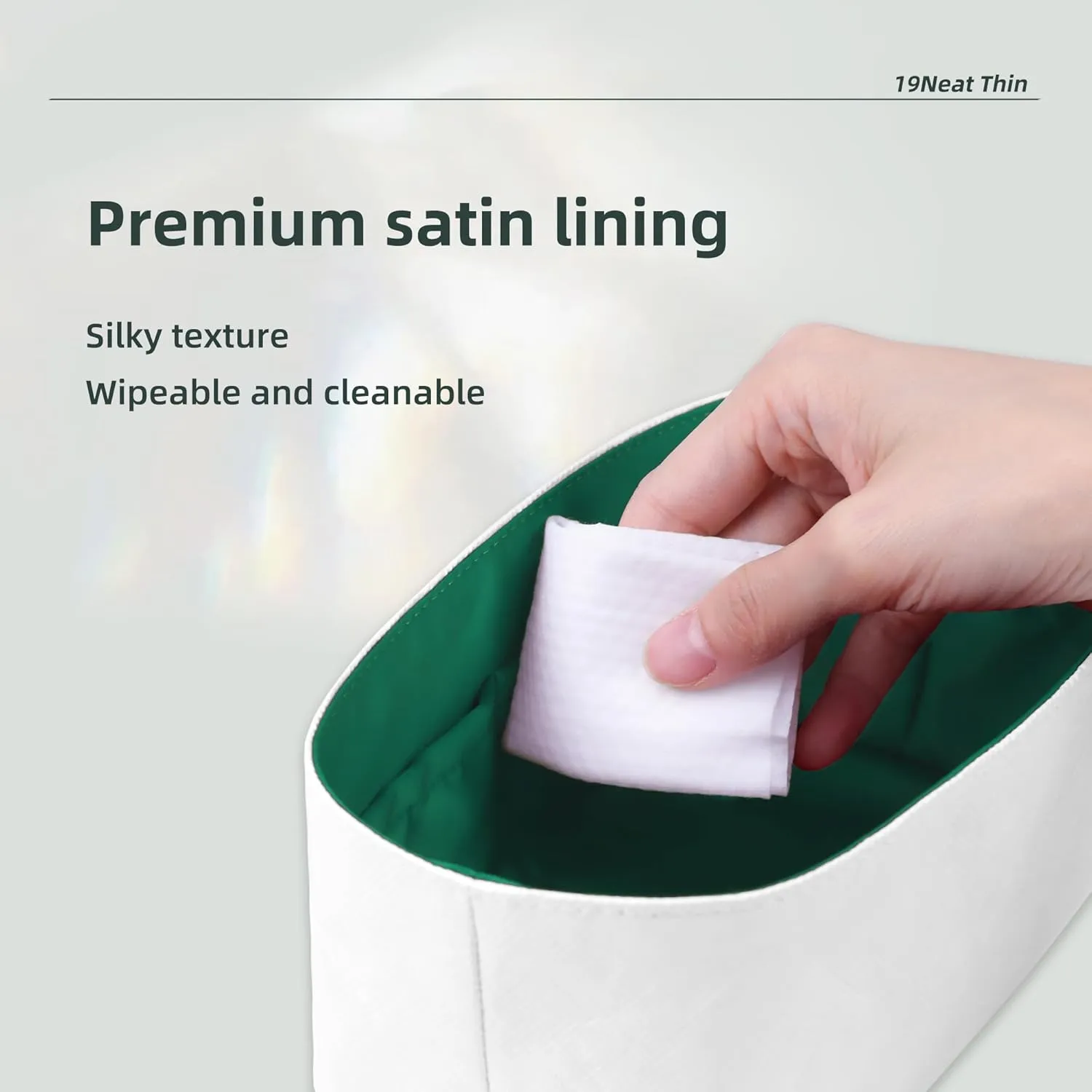 Lightweight Purse Insert Compatible with Bohème Hobo, Made of Waterproof Dupontpaper Surface and Silky Satin Lining (Vert Jade)