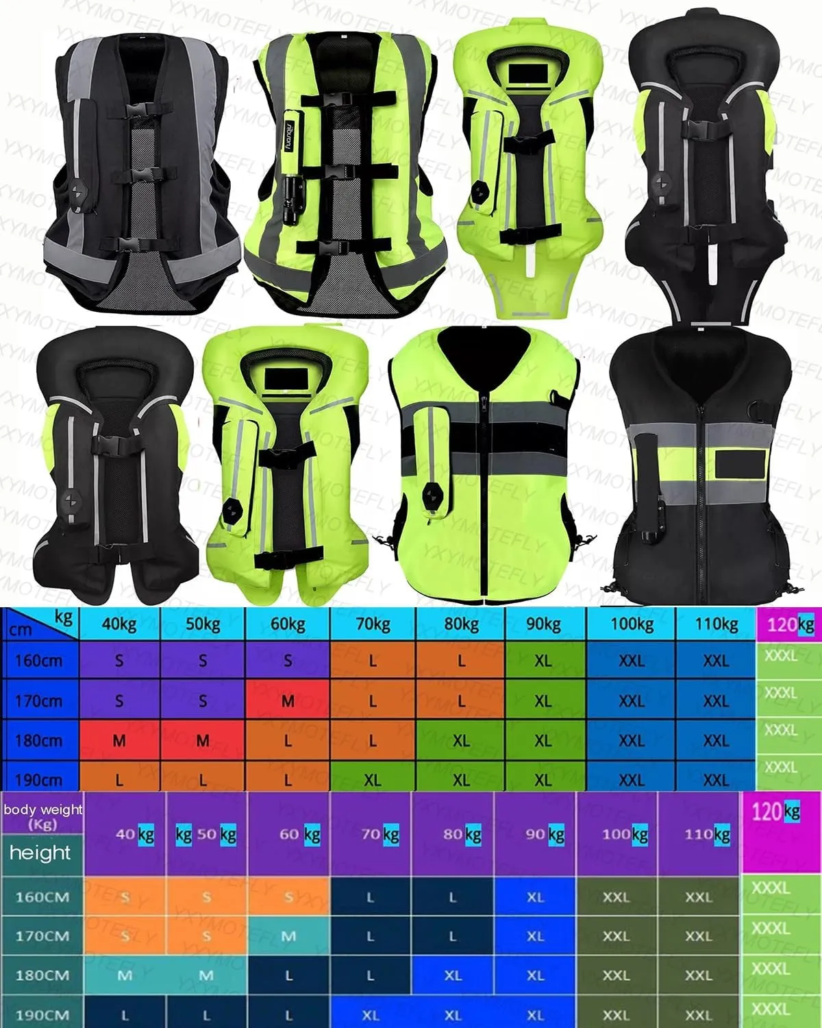 Lightweight Reflective Motorcycle Airbag Vest 0.03S Trigger Body Airbag For Equestrian, Bicycle