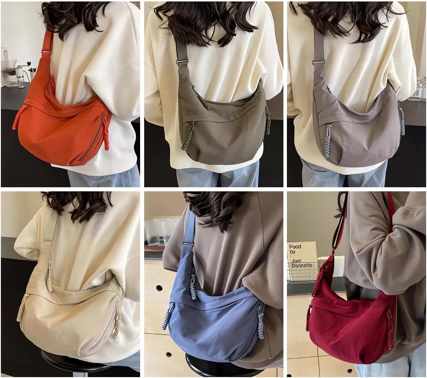 Limorence Crossbody Bag, Fashion Lightweight Nylon Hobo Bag, Multi-Pocket Design, Adjustable Strap for Everyday Use