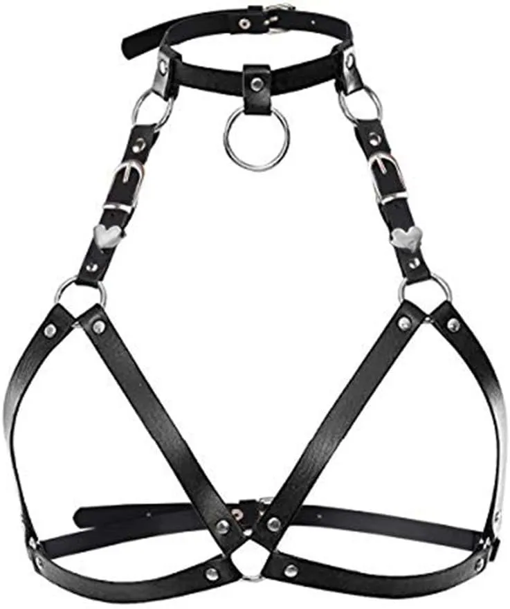 LIVE4COOL Women Harness Elastic Cupless Cage Bra Sexy Lingerie for Women Adjustable Hollow Out Crop Top Exotic Strap Bra