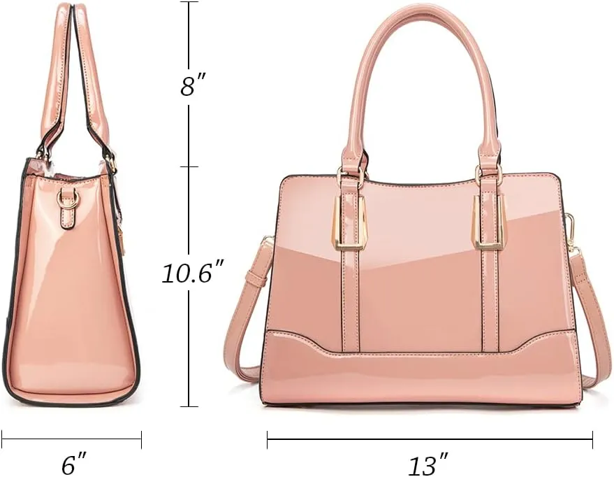 LJOSEIND Shiny Patent Leather Handbags Shoulder Bags Fashion Satchel Purses Top Handle Bags for Women