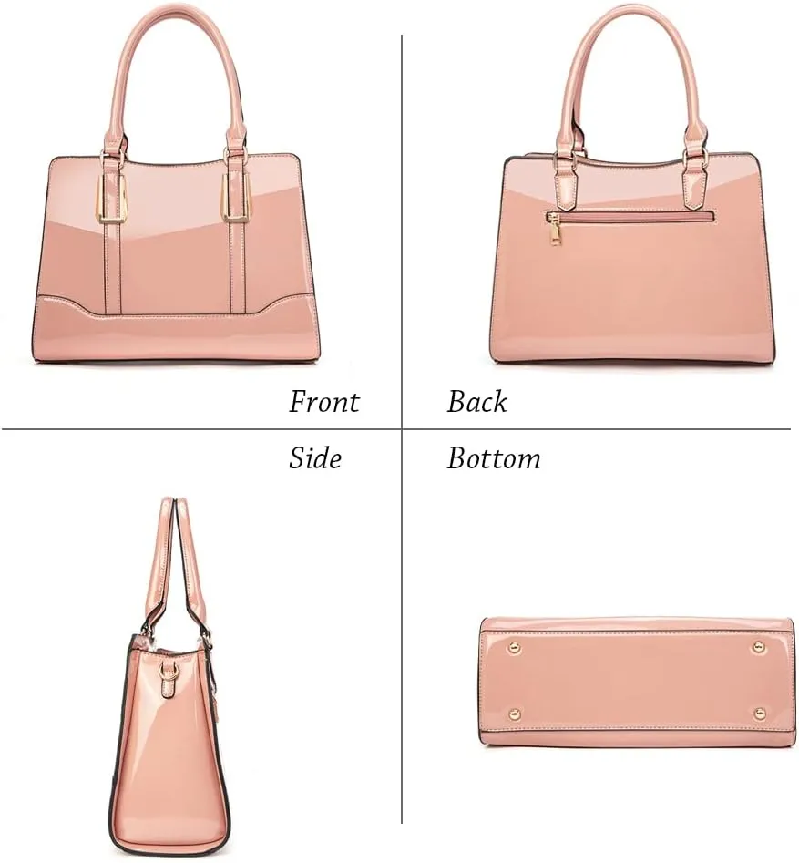 LJOSEIND Shiny Patent Leather Handbags Shoulder Bags Fashion Satchel Purses Top Handle Bags for Women