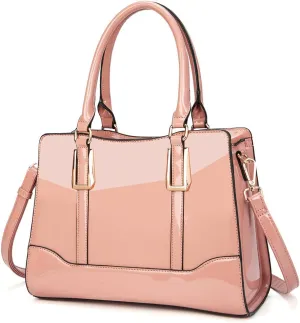 LJOSEIND Shiny Patent Leather Handbags Shoulder Bags Fashion Satchel Purses Top Handle Bags for Women