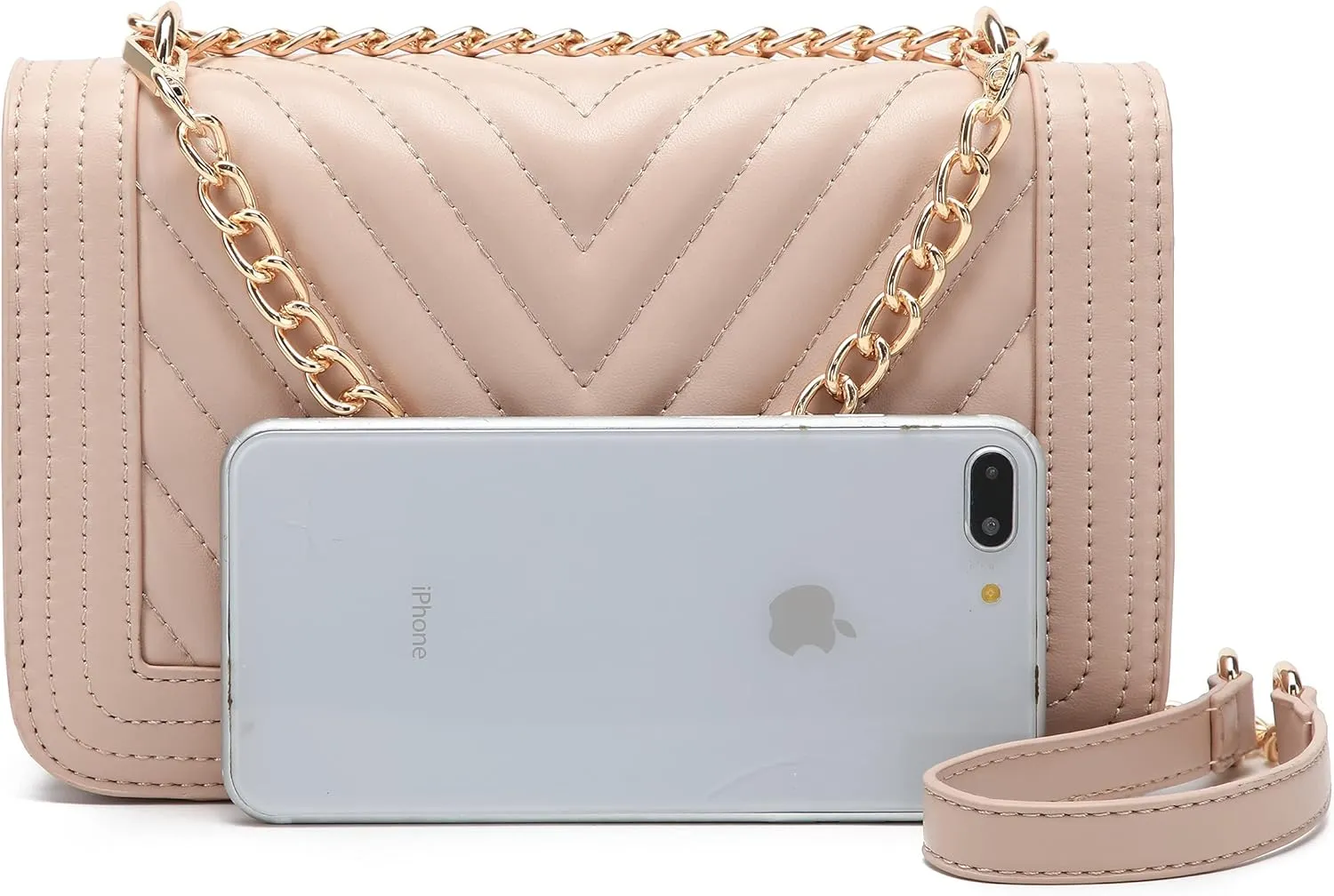 lola mae Crossbody Bags for Women Fashion Quilted Shoulder purse with Convertible Chain Strap Classic Satchel Handbag