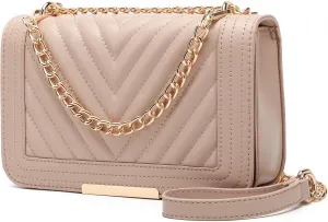 lola mae Crossbody Bags for Women Fashion Quilted Shoulder purse with Convertible Chain Strap Classic Satchel Handbag
