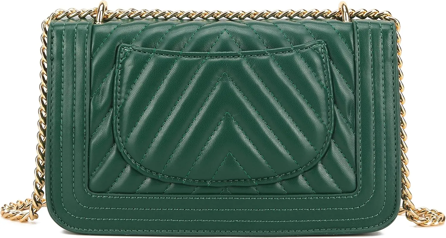 lola mae Crossbody Bags for Women Fashion Quilted Shoulder purse with Convertible Chain Strap Classic Satchel Handbag