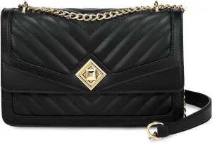 LOVEVOOK Crossbody Bags for Women Leather Quilted Shoulder Bag with Chain Strap Trendy Clutch Satchel Ladies Evening Bag