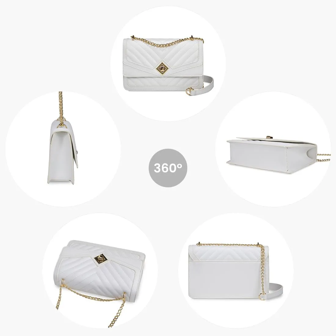 LOVEVOOK Crossbody Bags for Women Leather Quilted Shoulder Bag with Chain Strap Trendy Clutch Satchel Ladies Evening Bag