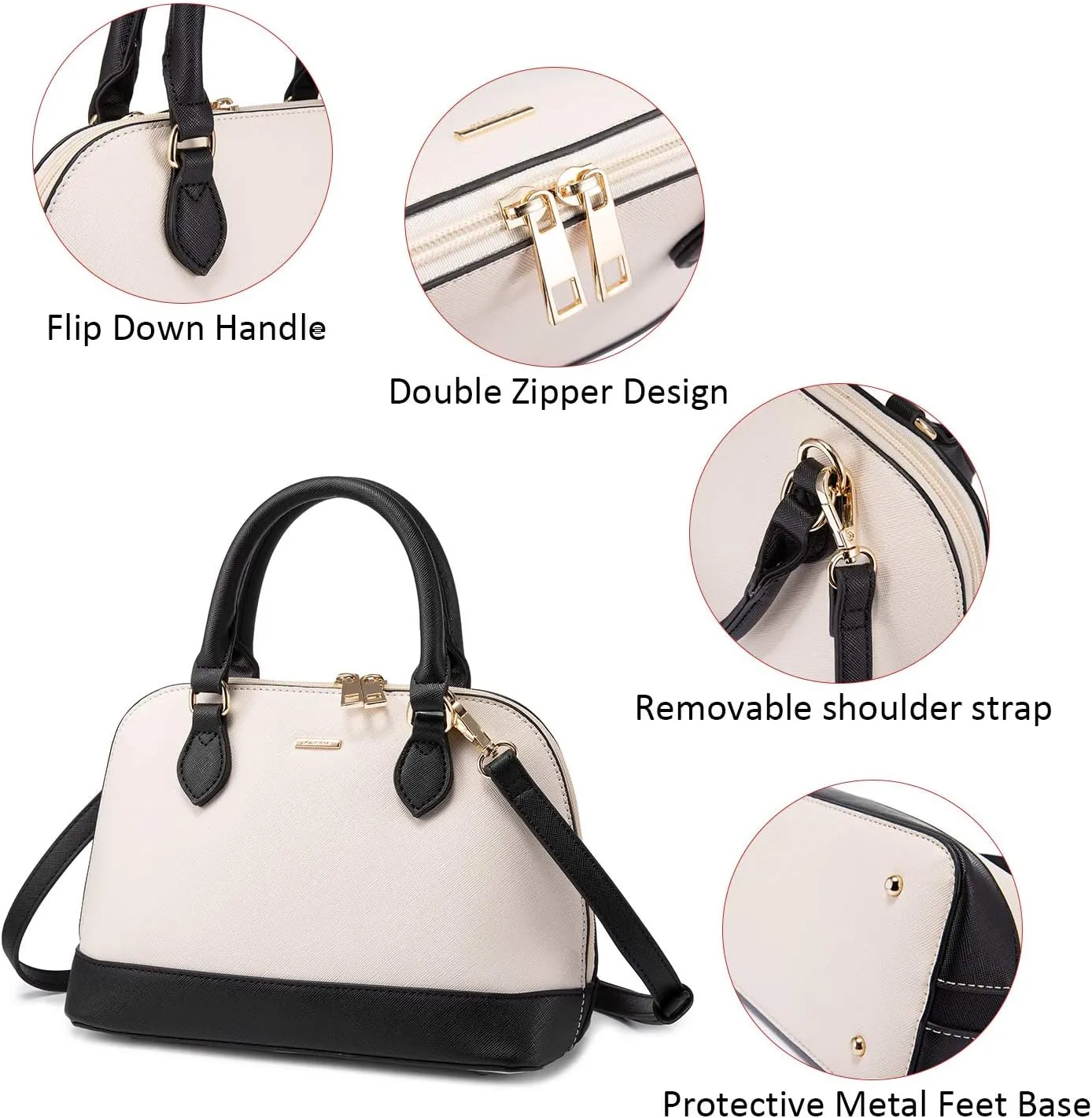 LOVEVOOK Purse for Women Small Crossbody Bags Classic Double Zip Top Handle Dome Satchel Bag