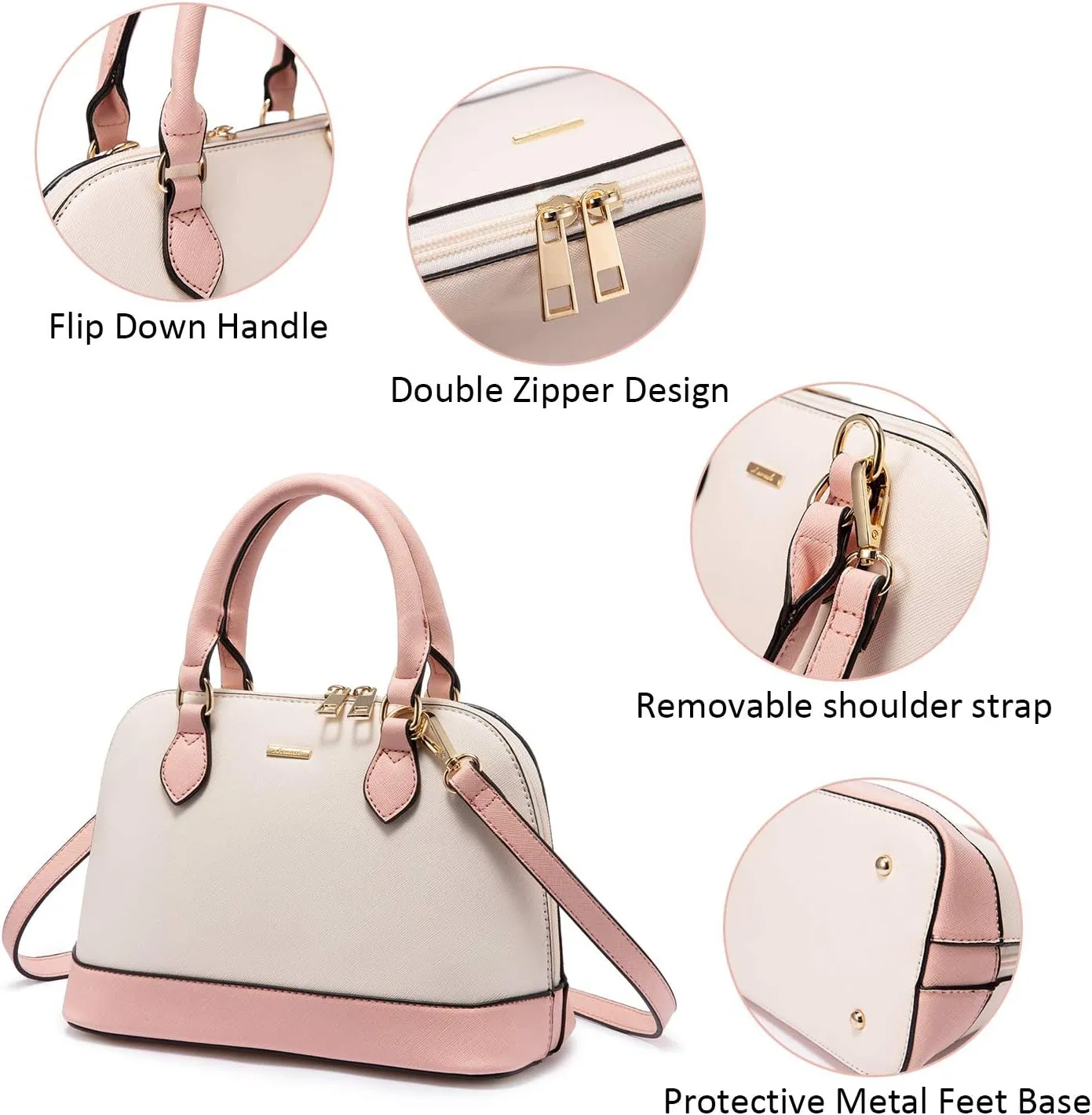 LOVEVOOK Purse for Women Small Crossbody Bags Classic Double Zip Top Handle Dome Satchel Bag