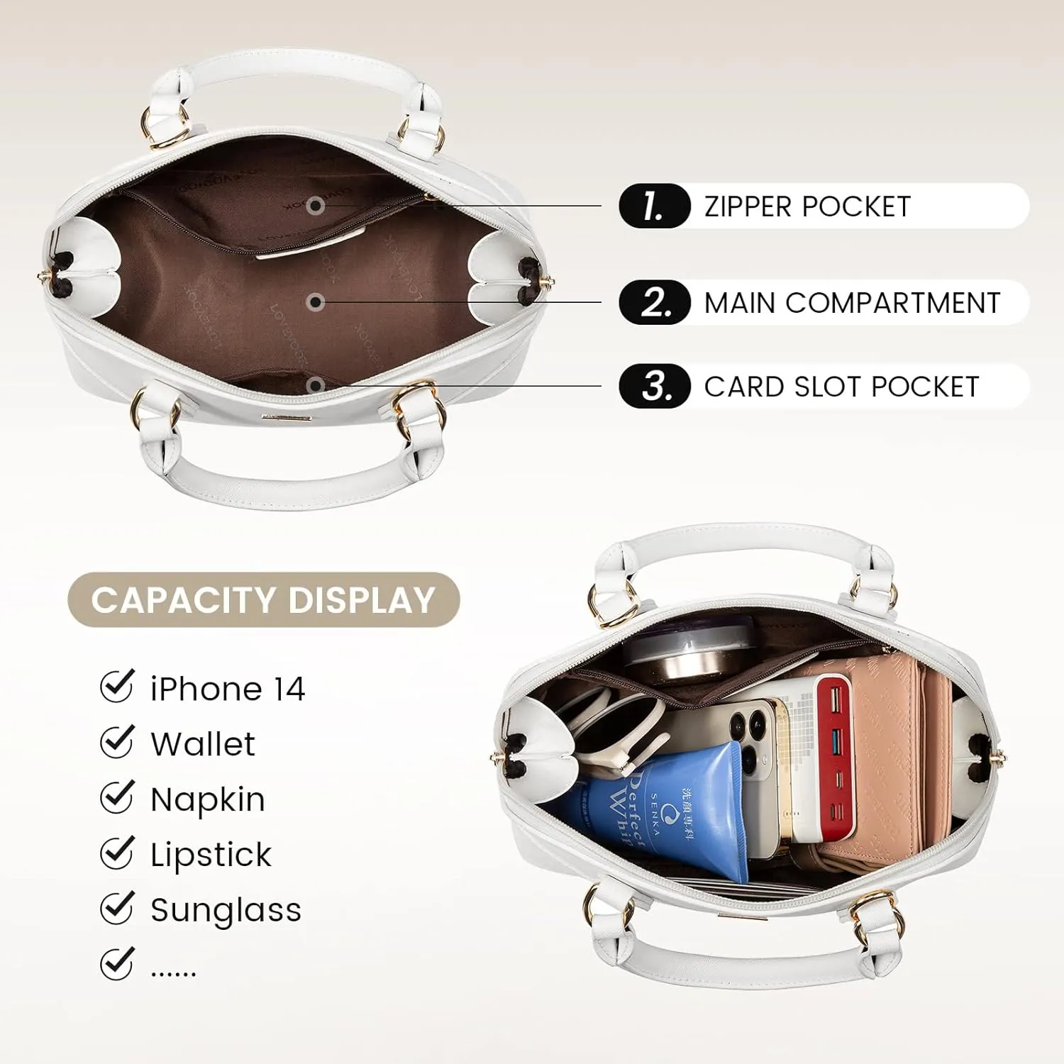 LOVEVOOK Purse for Women Small Crossbody Bags Classic Double Zip Top Handle Dome Satchel Bag