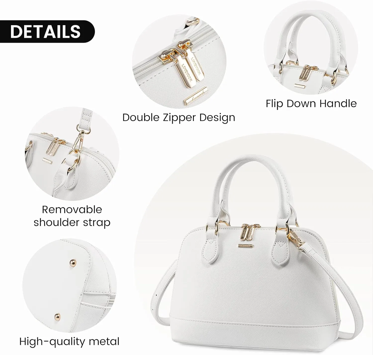 LOVEVOOK Purse for Women Small Crossbody Bags Classic Double Zip Top Handle Dome Satchel Bag
