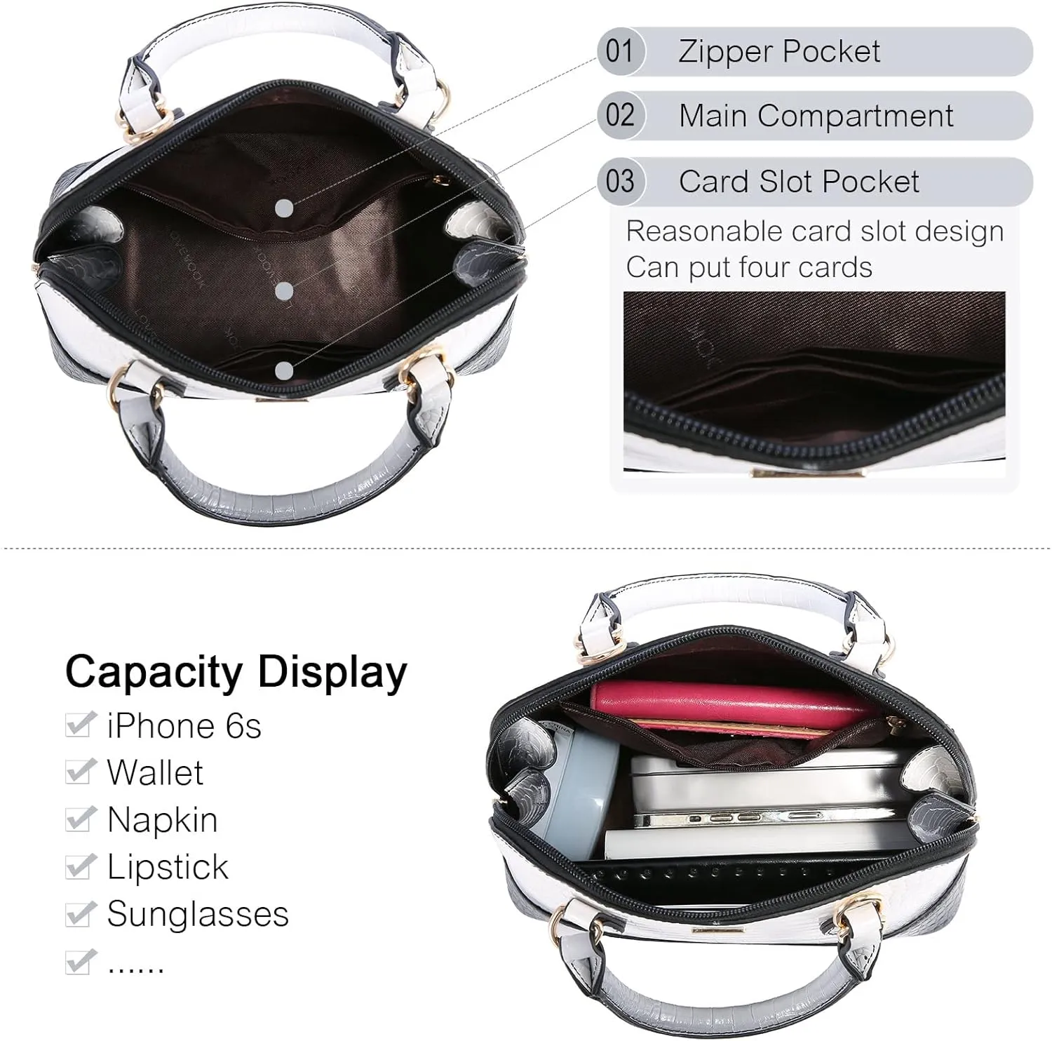 LOVEVOOK Purse for Women Small Crossbody Bags Classic Double Zip Top Handle Dome Satchel Bag