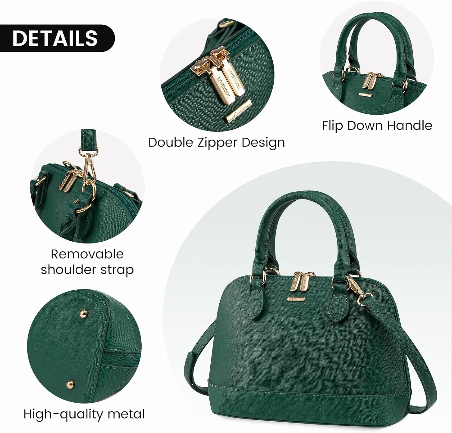 LOVEVOOK Purse for Women Small Crossbody Bags Classic Double Zip Top Handle Dome Satchel Bag