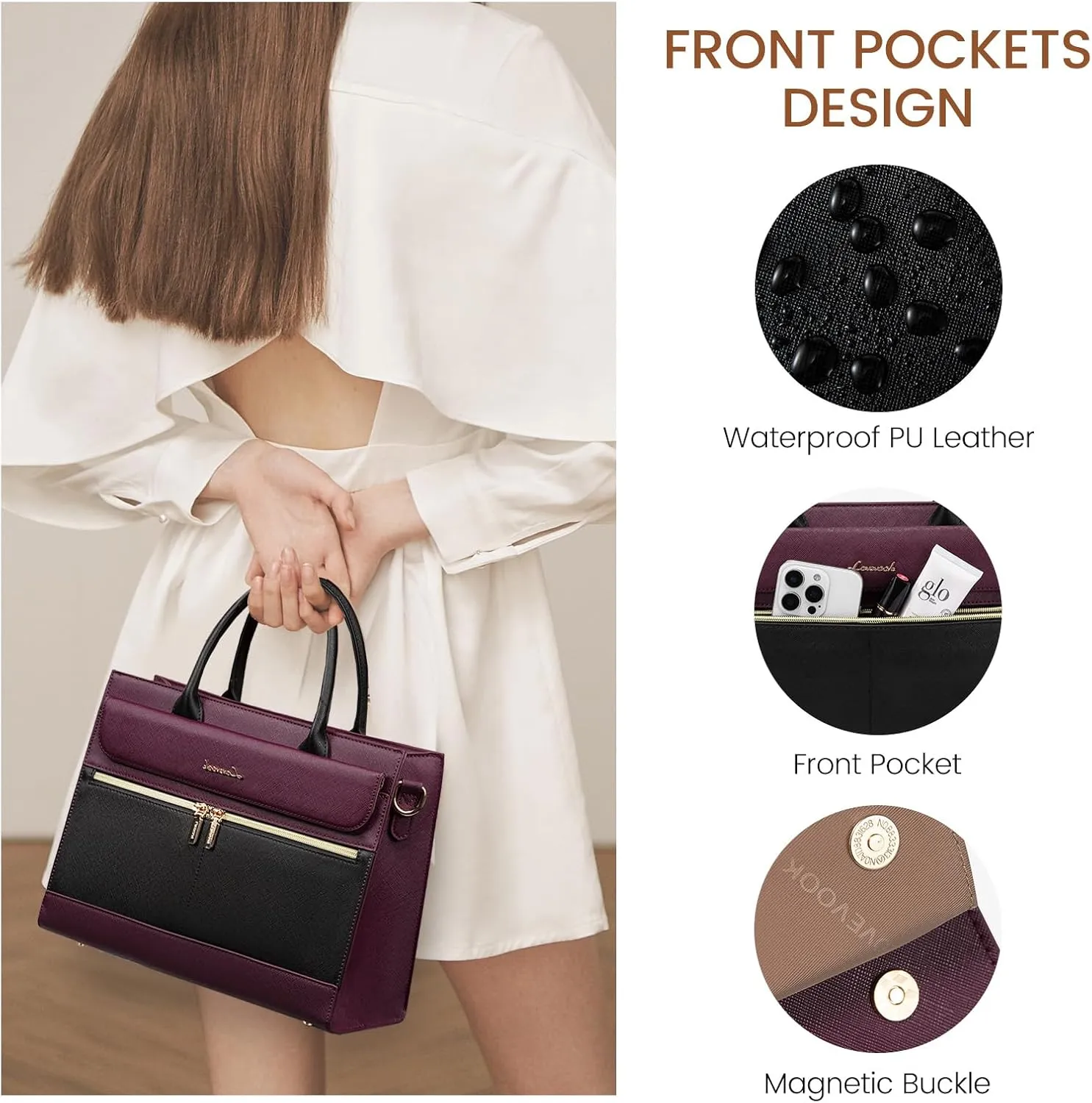 LOVEVOOK Purses and Handbags for Women,Leather Shoulder Bag Black Purse Tote,Satchel Crossbody Bags Top Handle for Ladies
