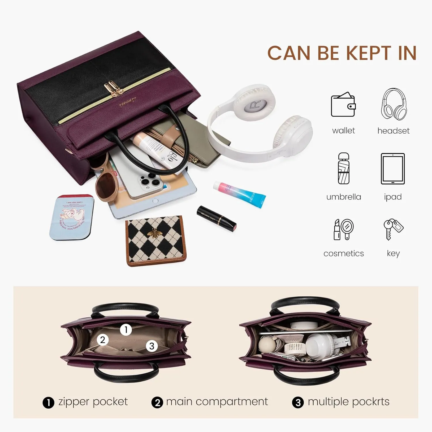 LOVEVOOK Purses and Handbags for Women,Leather Shoulder Bag Black Purse Tote,Satchel Crossbody Bags Top Handle for Ladies