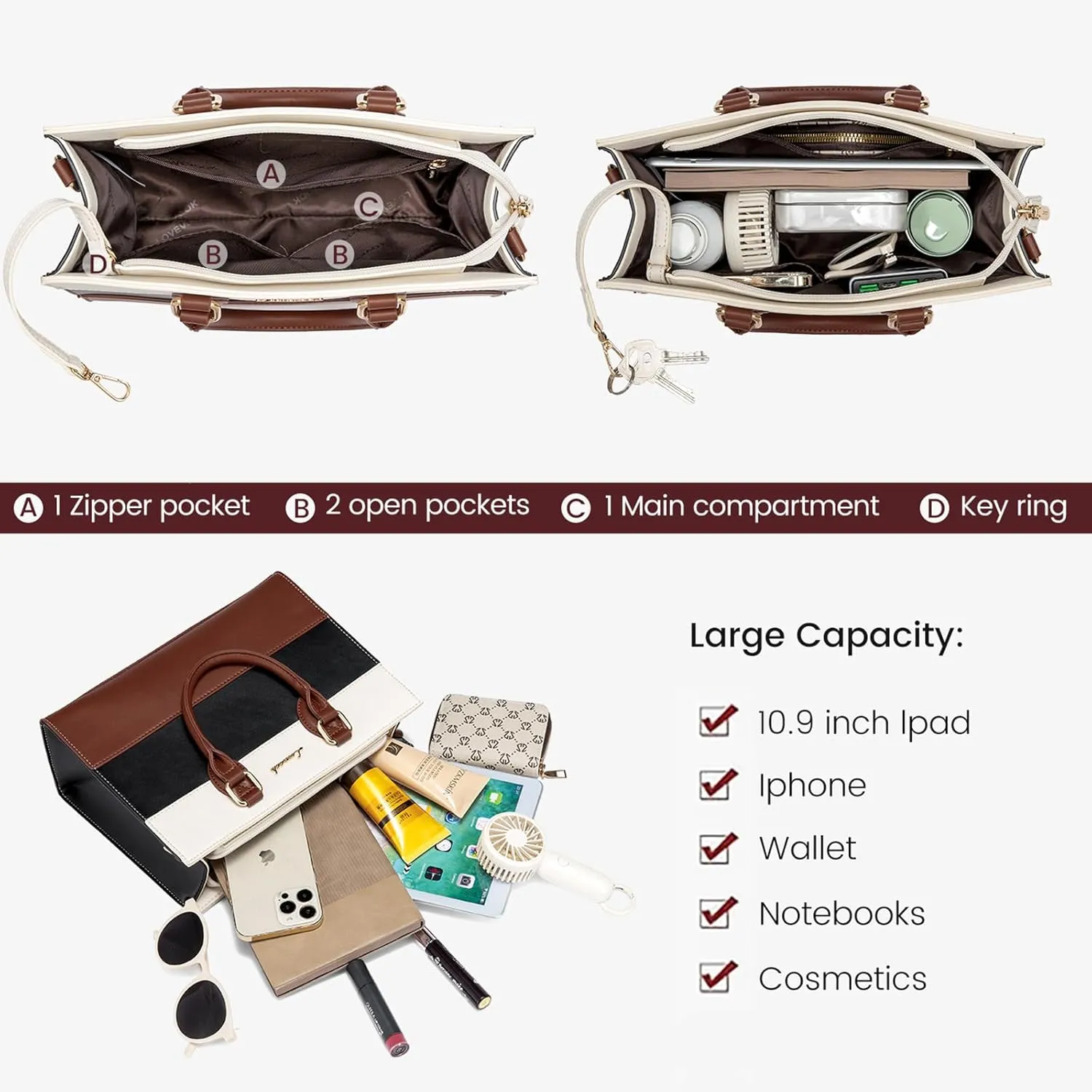 LOVEVOOK Purses for Women, Fashion Handbags for Women, Tote Bag PU Leather Shoulder Bag Top Handle Satchel for Lady